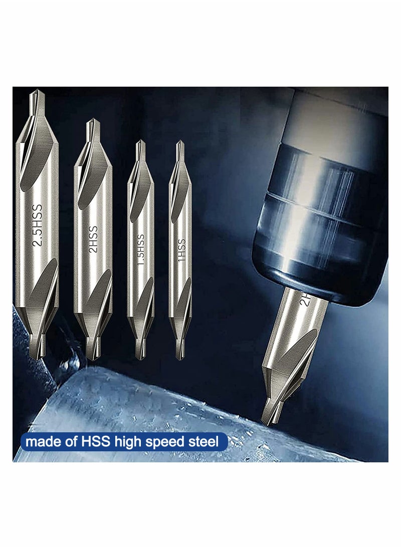 SYOSI - Combined Center Drill Bit Set 7 Pieces HSS 60 Degree Countersink Lathe Mill Tooling 1.0 1.5 2.0 2.5 3.0 4.0 5.0mm for Positioning and Chamfering of Wood Metal Alloys - Image 1