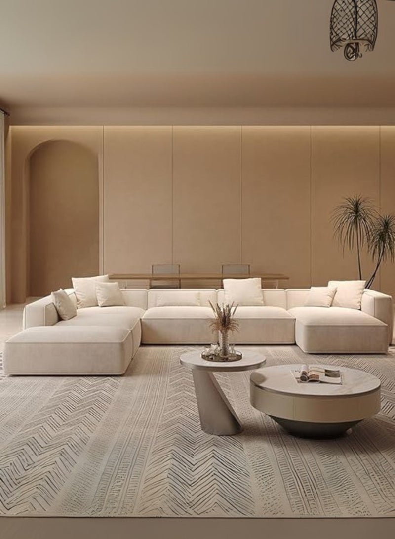 KUSTOMDECO Kustom Deco Affordable U-Shape Sofa Set 5 Seater Stylish Design with Durable Abrasive Cloth Upholstery - Image 1