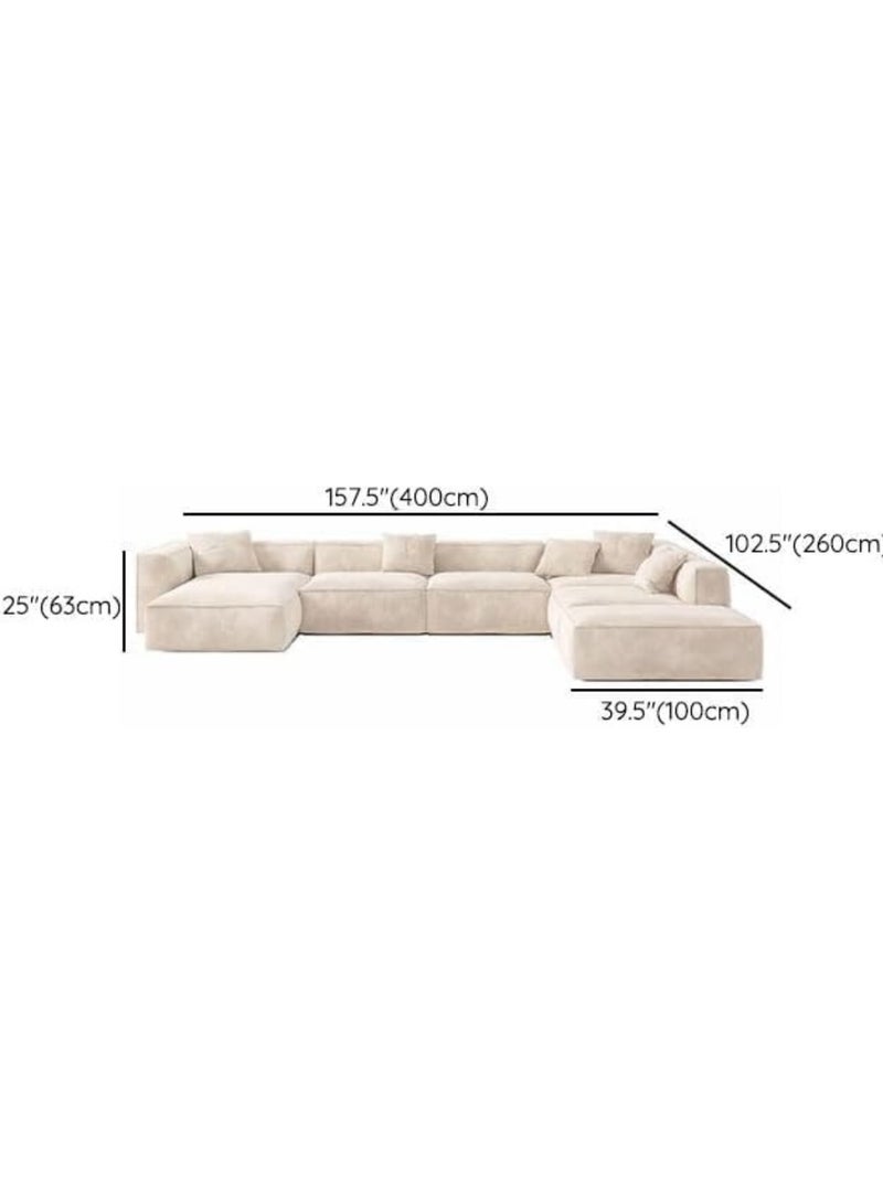KUSTOMDECO Kustom Deco Affordable U-Shape Sofa Set 5 Seater Stylish Design with Durable Abrasive Cloth Upholstery - Image 2