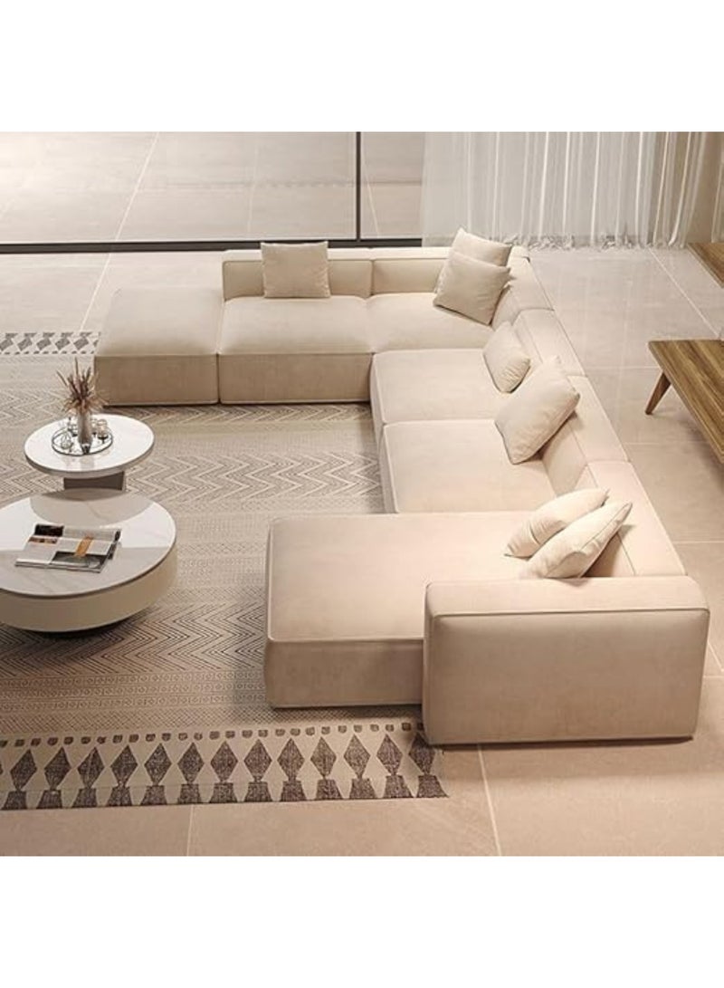 KUSTOMDECO Kustom Deco Affordable U-Shape Sofa Set 5 Seater Stylish Design with Durable Abrasive Cloth Upholstery - Image 3