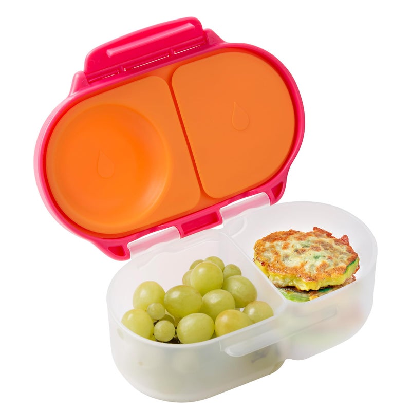 b.box Snack Box for Kids & Toddlers: 2 Compartment Snack Containers, Mini Bento Box, Lunch Box. Leak Proof, BPA free, Dishwasher safe. School Supplies. Ages 4 months+ (Strawberry Shake, 12oz capacity) - Image 1
