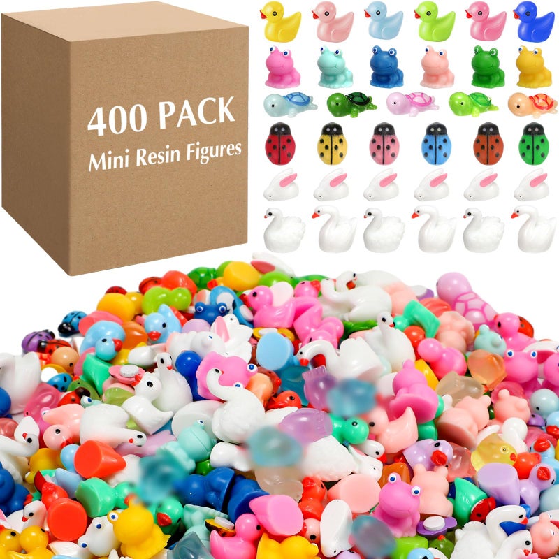 Barydat 400 Pcs Mini Resin Animals Figures Bulk for Pranks Hide Crafts Resin Miniature Accessories Mini Stuff for Valentines Day Easter Party Favors Garden DecorationCute - Image 3