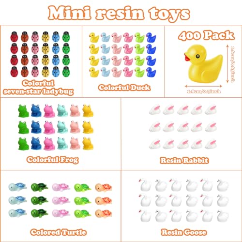 Barydat 400 Pcs Mini Resin Animals Figures Bulk for Pranks Hide Crafts Resin Miniature Accessories Mini Stuff for Valentines Day Easter Party Favors Garden DecorationCute - Image 5