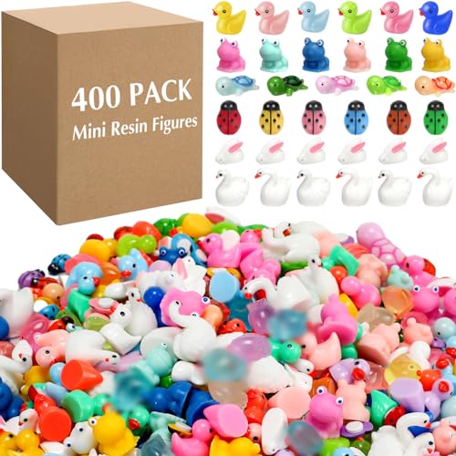 Barydat 400 Pcs Mini Resin Animals Figures Bulk for Pranks Hide Crafts Resin Miniature Accessories Mini Stuff for Valentines Day Easter Party Favors Garden DecorationCute - Image 1