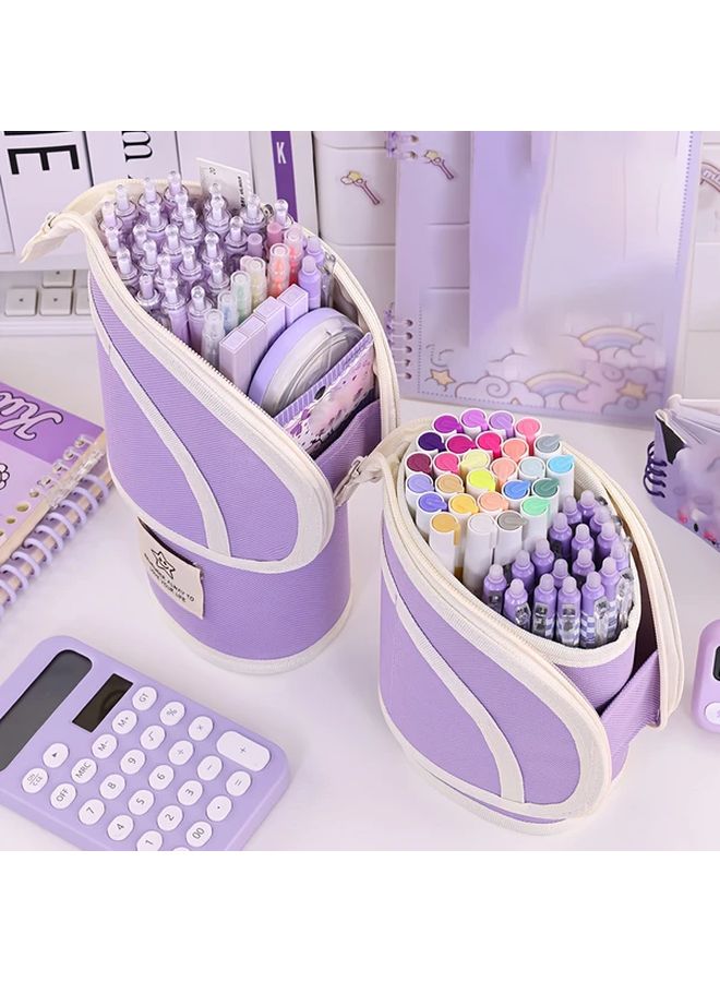 Black Retractable Pencil Case Large Capacity Oxford Cloth Organizer For School Office - Image 2