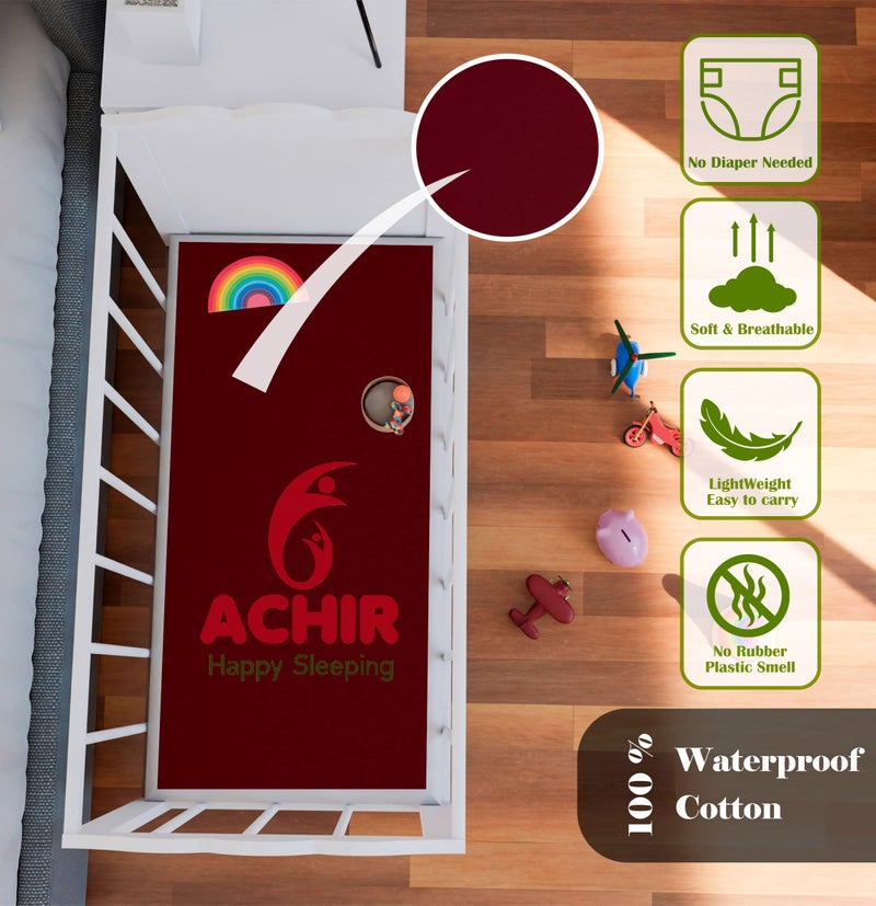 ACHIR Waterproof Cotton Dry Sheet/Bed Protector/Absorbent Mat Small, 50 cm x 70 cm, Maroon - Image 4