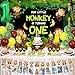 Balterever Monkey 1st Birthday Party Decorations for Boys With Our Little Monkey is Turning One Backdrop Monkey Bday High Chair Banner Photo Banner Cake Toppers for Jungle Monkey Birthday Supplies - Image 4