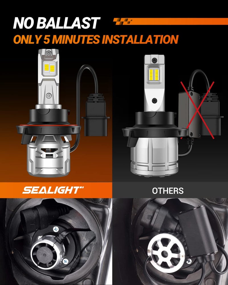 SEALIGHT H13 9008 Bulbs, 6500K Diamond White Super Bright Bulbs X5 Light, Plug and Play, Fog Bulbs for ATVS - Pack of 2 - Image 5