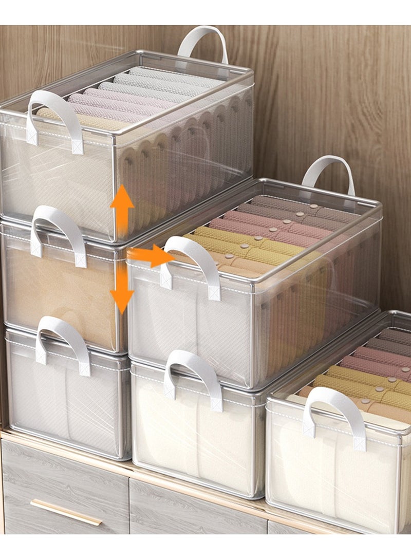 CityRiya-Long Clothes Storage Box Stackable Storage Bins Foldable Storage Bags, Closet Organizer Baskets Cube, Clothes Storage Containers for Organizing Bedroom, Closet, Clothing, Toys, Office, Nursery (3 Pack) - Image 2