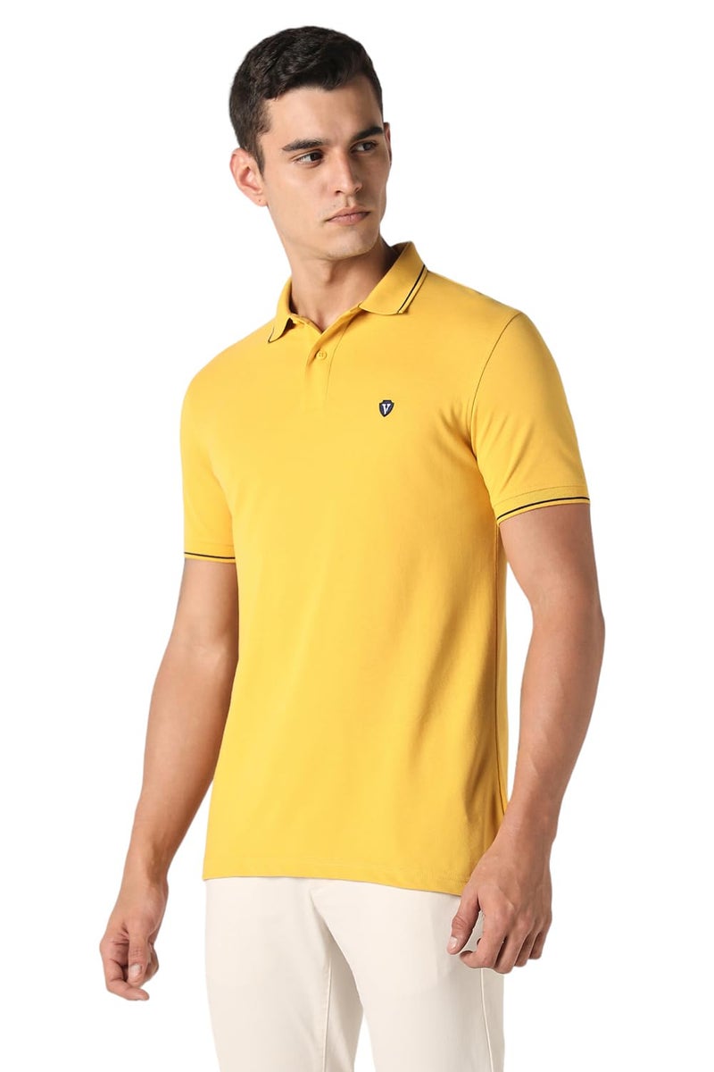 Van Heusen Cotton Men's Regular Fit Polo T-Shirt (VSKPWRGF249623_Yellow Medium) - Image 3