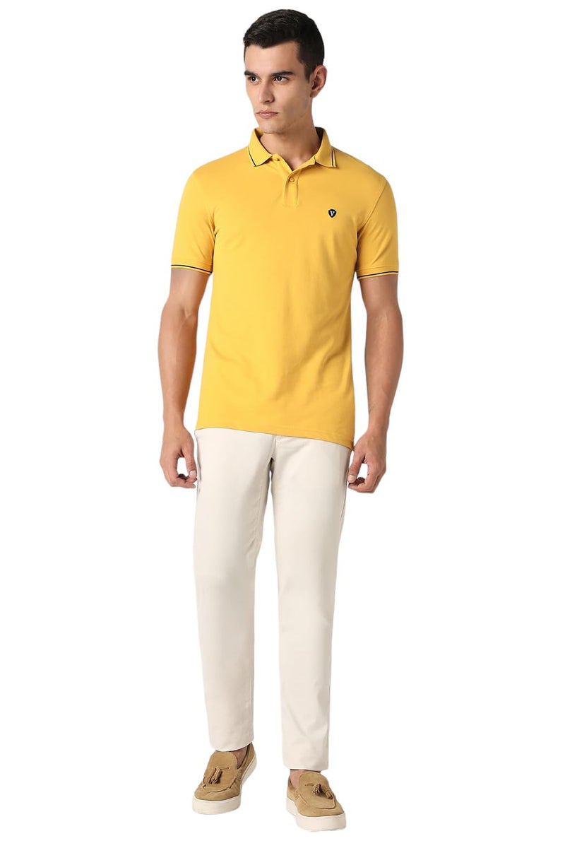 Van Heusen Cotton Men's Regular Fit Polo T-Shirt (VSKPWRGF249623_Yellow Medium) - Image 4