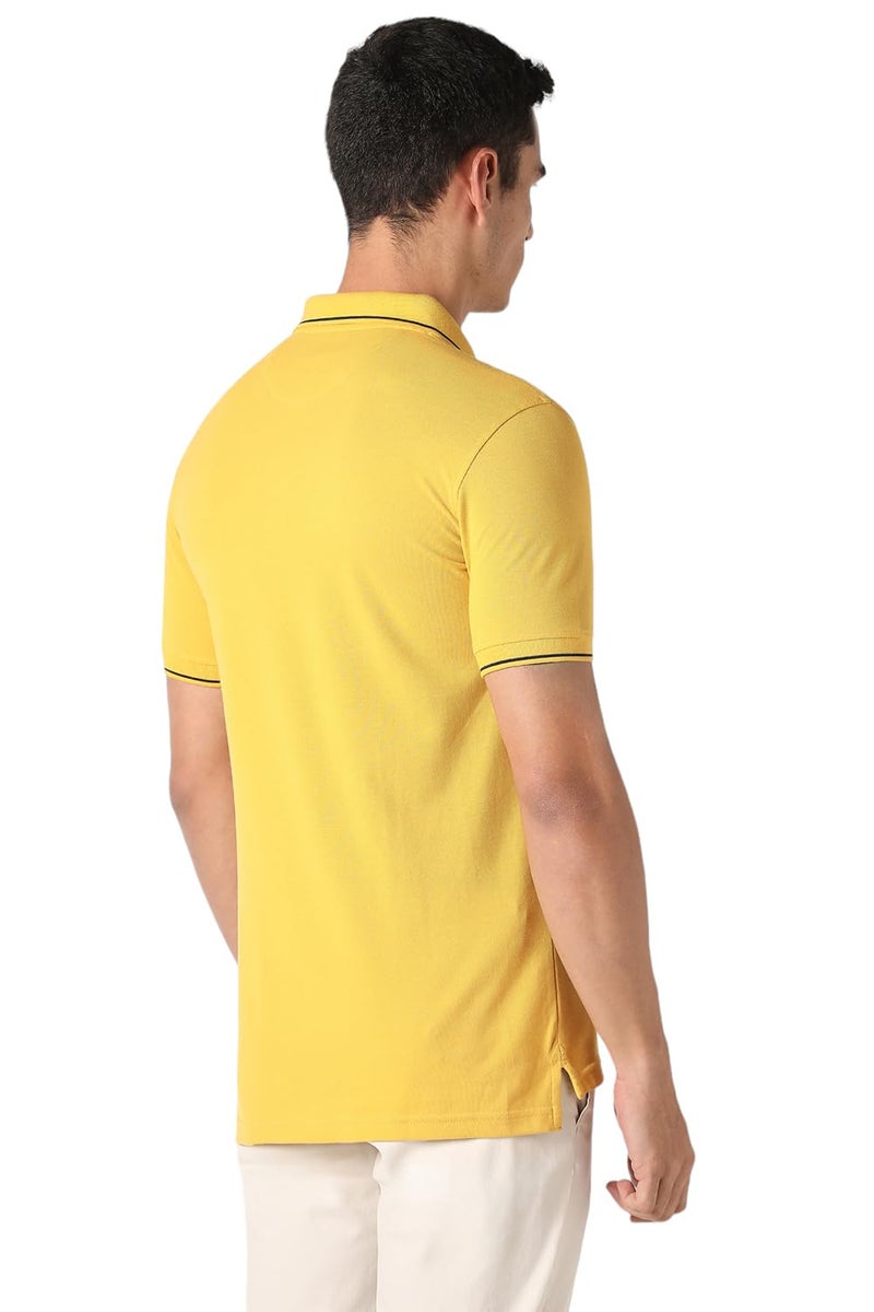 Van Heusen Cotton Men's Regular Fit Polo T-Shirt (VSKPWRGF249623_Yellow Medium) - Image 5