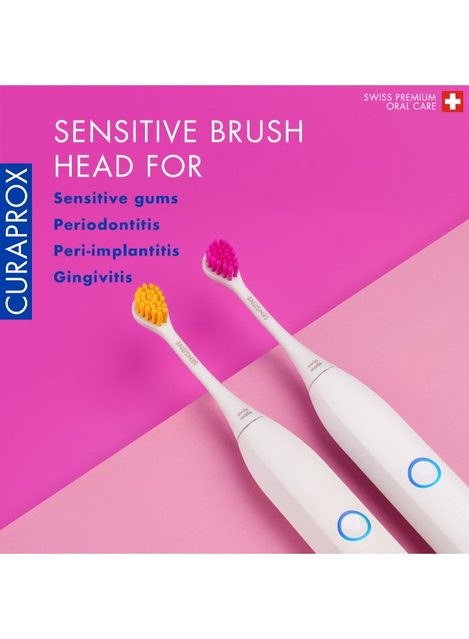 CURAPROX Hydrosonic Sensitive Brush Heads, Duo-Pack – New Ultra-Gentle Replacement Heads for Sonic Toothbrush, Yellow/Pink - Image 2
