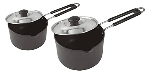 Stephy Hard Anodised Sauce Pan (15 cm, 17 cm) 1.25 LTR., 1.5 LTR. with Aluminium Lid Pack of 2… - Image 1