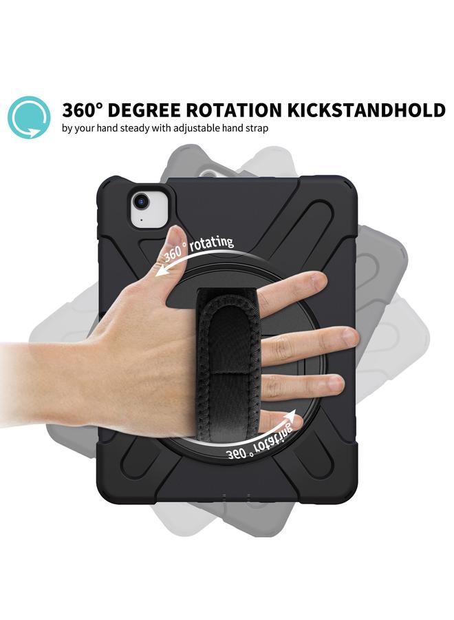 زبون حافظة لجهاز iPad Air 2022 / 2020 10.9 بوصة، قابلة للدوران 360 درجة، مصنوعة من البولي كربونات + حافظة واقية من السيليكون مع حامل وحزام يد - Image 3