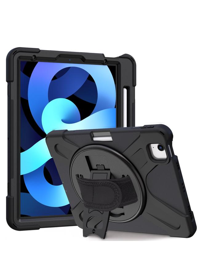 زبون حافظة لجهاز iPad Air 2022 / 2020 10.9 بوصة، قابلة للدوران 360 درجة، مصنوعة من البولي كربونات + حافظة واقية من السيليكون مع حامل وحزام يد - Image 2