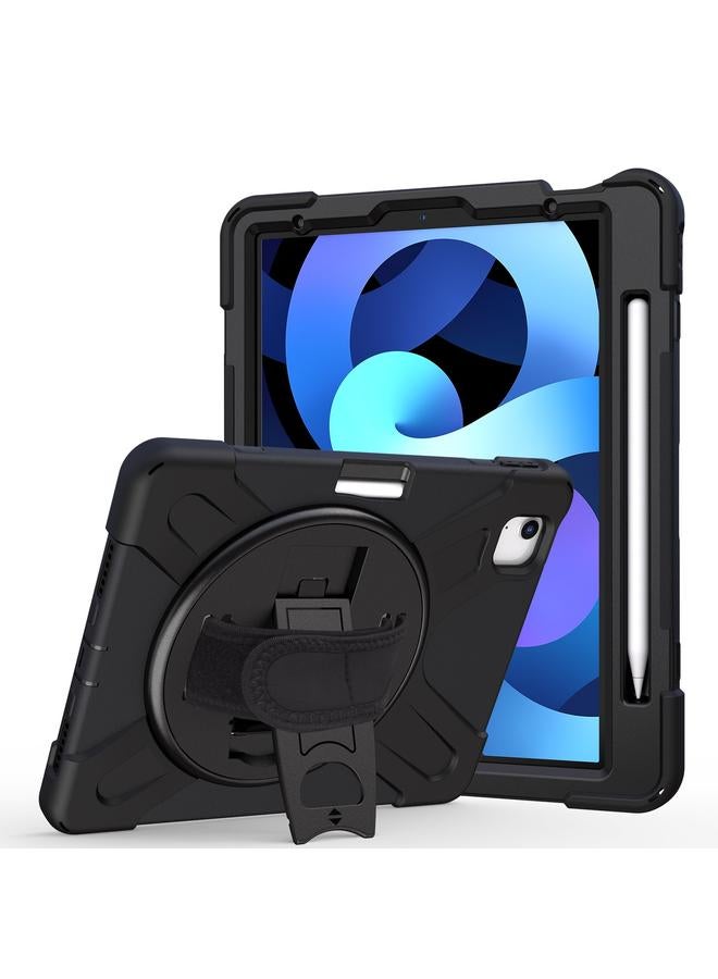 زبون حافظة لجهاز iPad Air 2022 / 2020 10.9 بوصة، قابلة للدوران 360 درجة، مصنوعة من البولي كربونات + حافظة واقية من السيليكون مع حامل وحزام يد - Image 1