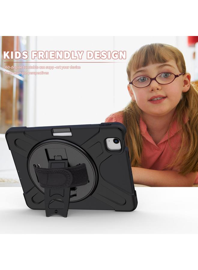 زبون حافظة لجهاز iPad Air 2022 / 2020 10.9 بوصة، قابلة للدوران 360 درجة، مصنوعة من البولي كربونات + حافظة واقية من السيليكون مع حامل وحزام يد - Image 4