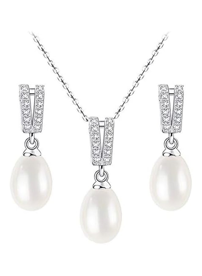 فضة استرلينية 925 CZ AAA طبيعية للمياه العذبة  - Image 2