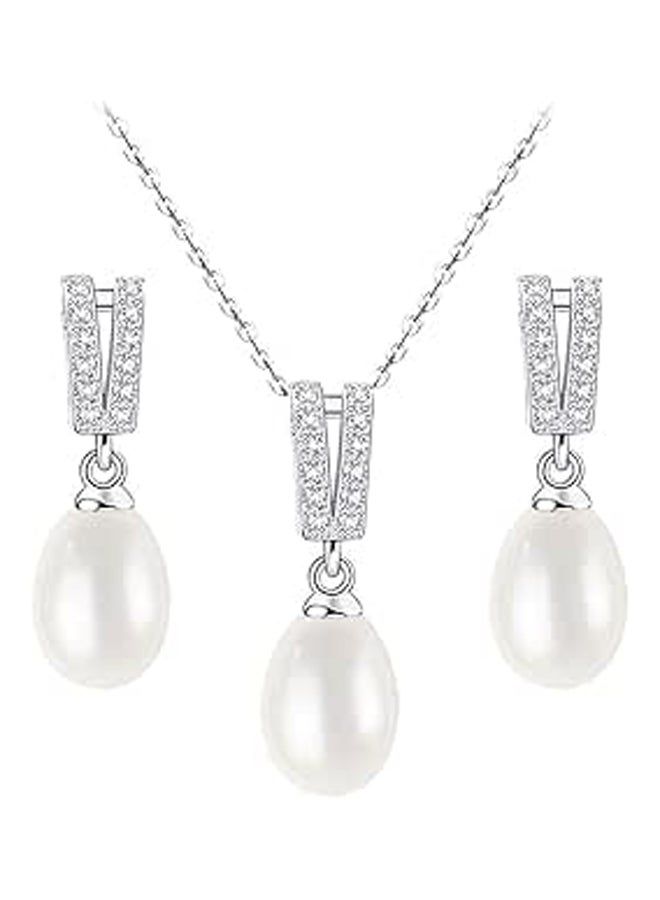 فضة استرلينية 925 CZ AAA طبيعية للمياه العذبة  - Image 1