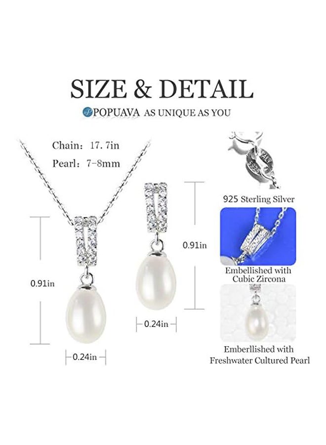 فضة استرلينية 925 CZ AAA طبيعية للمياه العذبة  - Image 4