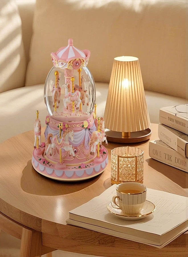 Mr.Winder Carousel Snow Globe Birthday Gift for Girls Daughter, Carousel Music Box Plays You are My Sunshine, Upgraded Merry Go Round Carousel Horse Gifts for Mom Friend Sister Women - Image 4