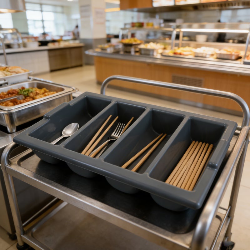 Kitchen Utensil Holder Divider For Spoons Forks - Countertop 4-Grid Cutlery Tray - Space-Saving Silverware Organizer For Buffet Restaurant Kitchen - Image 4