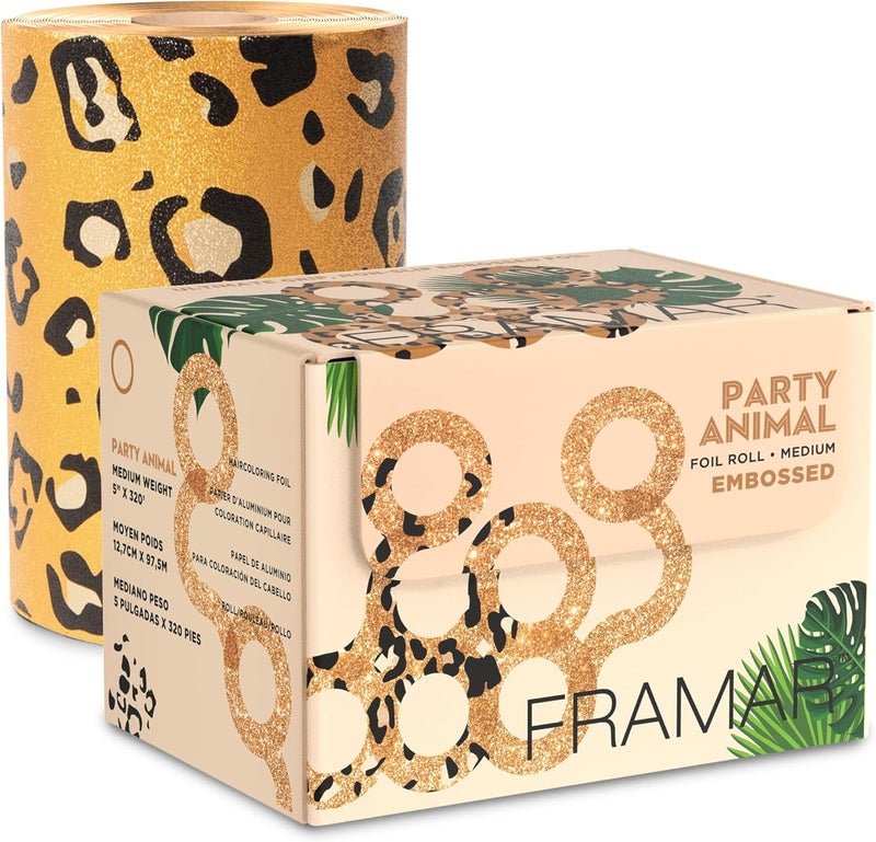 Framar Party Animal Embossed Roll Aluminum Foil Hair Foils For Highlighting  Medium 320 ft