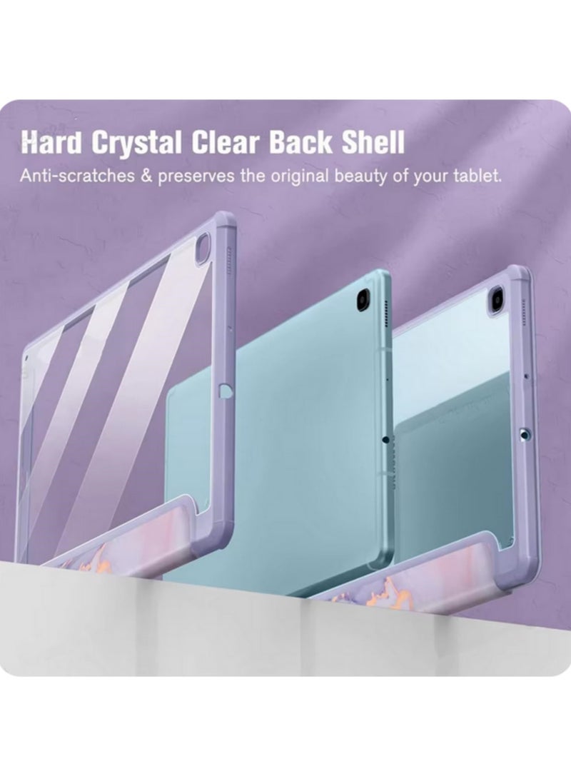 Funda For Samsung Galaxy Tab S6 Lite 2020 2022 10.4 Inch P610 P615 Case With Pencil Holder Tri Fold Stand Cover Shell Shockproof Protective- Marble Purple - Image 4