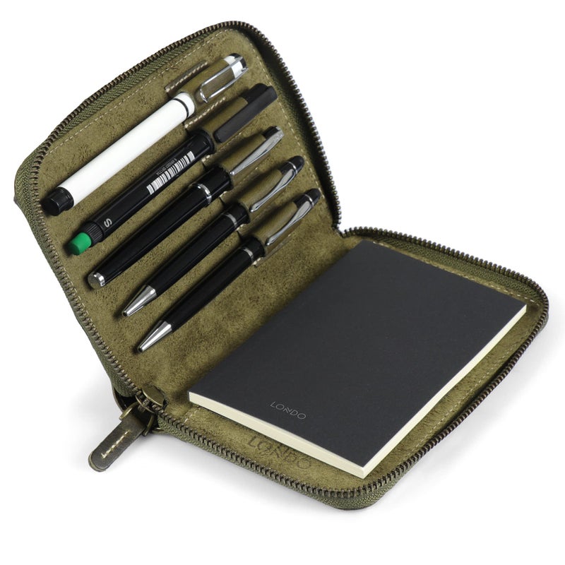 Londo Genuine Leather Padfolio Portfolio Folder with Pencil Holder Notepad Zipper Closure for Business Office Travel - Image 2