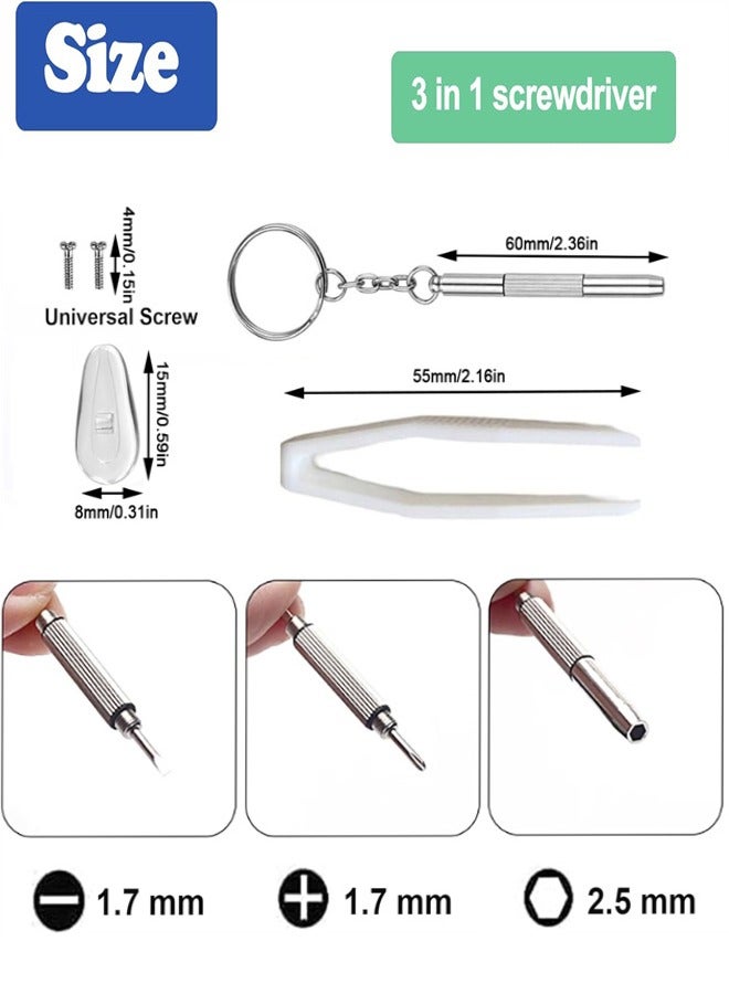 Eyeglasses Nose Pads, 5 Pairs Soft Silicone Air Chamber Glasses Nose Pads Replacement Repairing Kit, Screw-in Nose Pads with 3 in 1 Mini Screwdriver, Nose Pads and Cleaning Cloth for Eye Glasses - Image 2