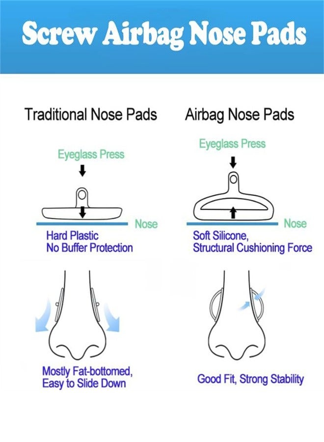 Eyeglasses Nose Pads, 5 Pairs Soft Silicone Air Chamber Glasses Nose Pads Replacement Repairing Kit, Screw-in Nose Pads with 3 in 1 Mini Screwdriver, Nose Pads and Cleaning Cloth for Eye Glasses - Image 3
