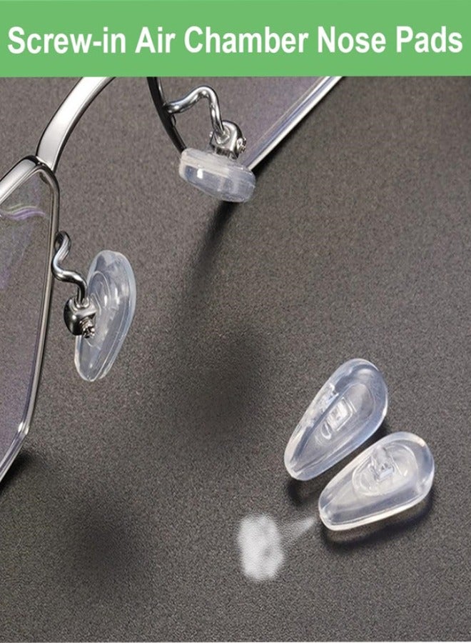 Eyeglasses Nose Pads, 5 Pairs Soft Silicone Air Chamber Glasses Nose Pads Replacement Repairing Kit, Screw-in Nose Pads with 3 in 1 Mini Screwdriver, Nose Pads and Cleaning Cloth for Eye Glasses - Image 4