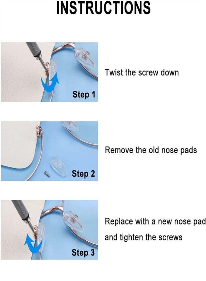 Eyeglasses Nose Pads, 5 Pairs Soft Silicone Air Chamber Glasses Nose Pads Replacement Repairing Kit, Screw-in Nose Pads with 3 in 1 Mini Screwdriver, Nose Pads and Cleaning Cloth for Eye Glasses - Image 5