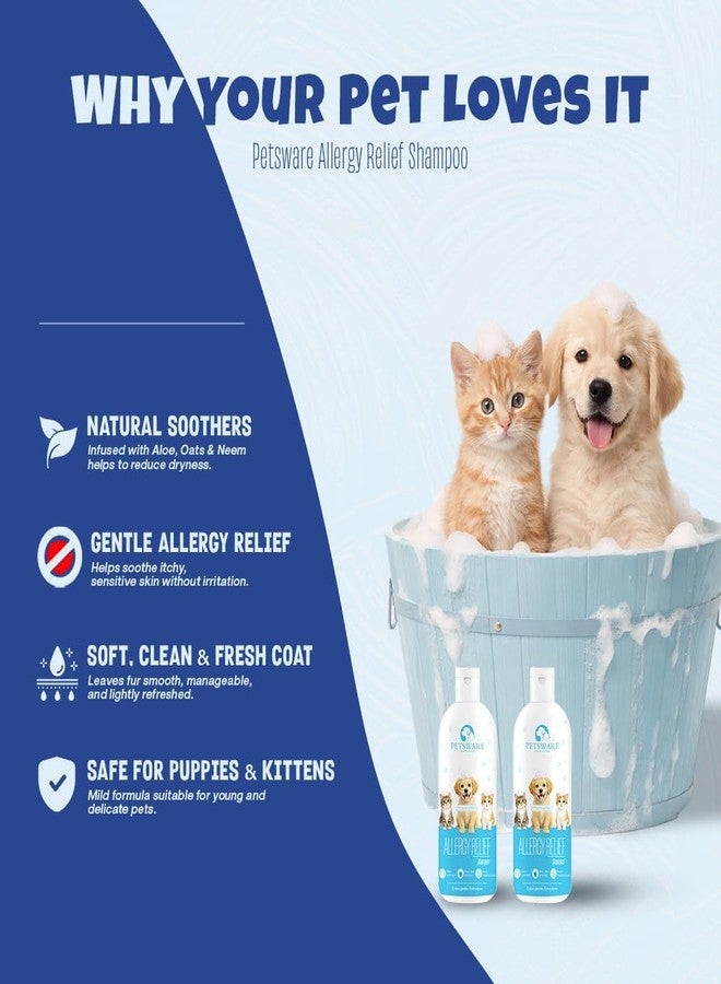 PETSWARE شامبو بيتسوير لعلاج الحساسية للكلاب والقطط 1000 مل - شامبو لطيف ومتوازن الحموضة، مضاد للحكة والقشرة. عناية بالبشرة الحساسة والجافة والمتهيجة. آمن للجراء والقطط الصغيرة وجميع السلالات. - Image 4