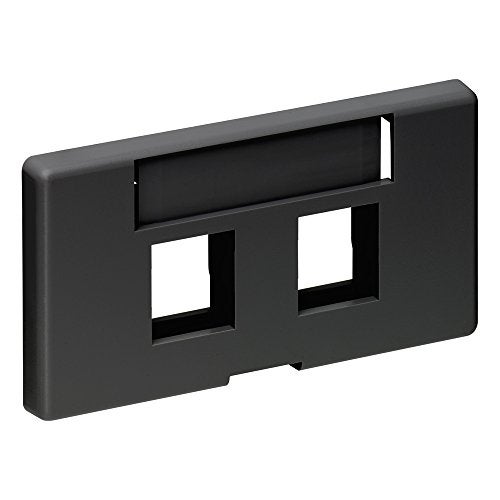 Leviton 2-Port QuickPort Modular Furniture Faceplate, 49910-SE2, Black - Image 1