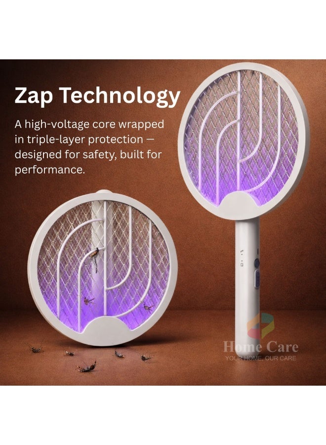 Home Care مضرب كهربائي لطرد البعوض قابل لإعادة الشحن مع مؤشر LED، شبكة عالية الجهد، خفيف الوزن ومحمول لقتل الحشرات للاستخدام في المنزل والمكتب والهواء الطلق - Image 1