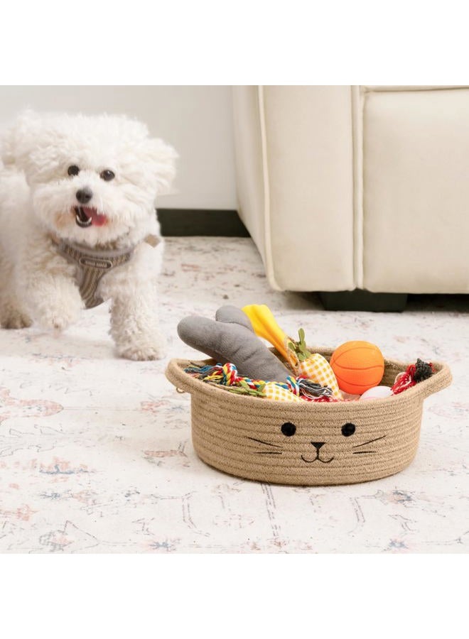HiChen Small Storage Basket, Cute Basket for Toys, Dog Toy Basket, Woven Basket for Organizing, Jute Basket for Gifts Empty, 9.8 x 4 inches - Image 5