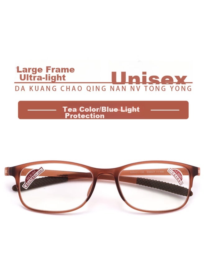 Sunset Red Reading Gl For Men And Women, Anti-blue Light, Fashionable Large Frame, Lightweight Presbyopic Gl E9004, Brown, 150 Degrees - Image 1