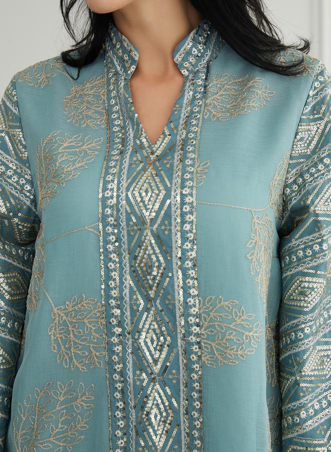 Take Two Women Textured Embellished Tasselled Sleeve Jalabiya - Image 2