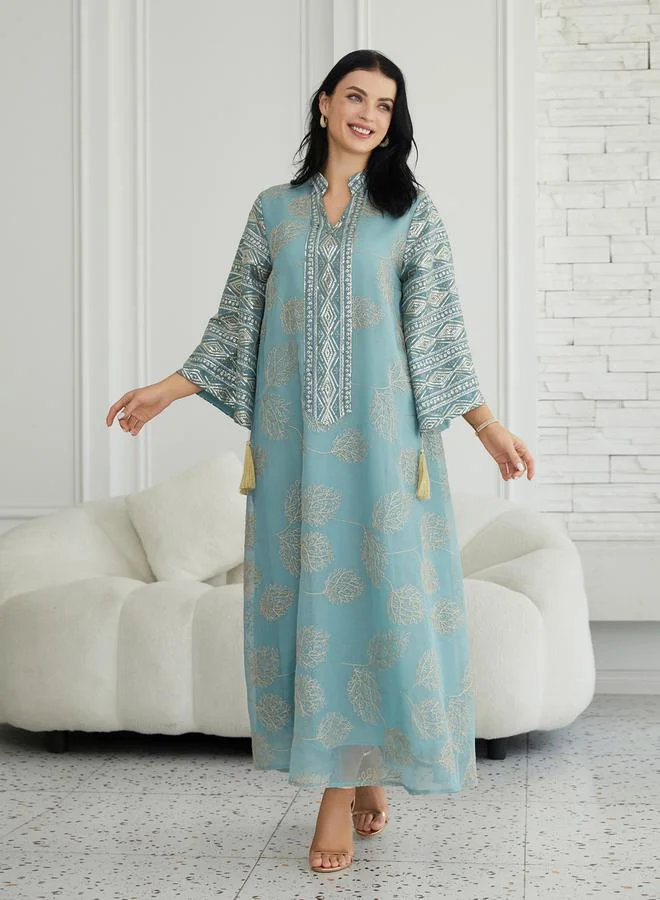 Take Two  Women Textured Embellished Tasselled Sleeve Jalabiya for Women | Best Price UAE