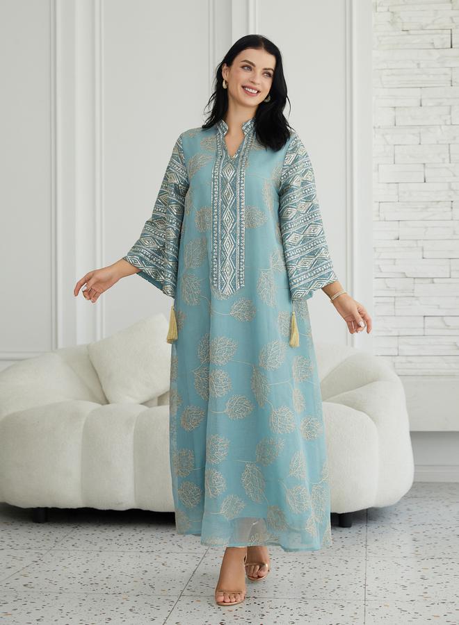 Take Two Women Textured Embellished Tasselled Sleeve Jalabiya - Image 5