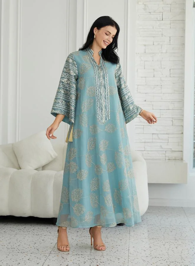 Take Two  Women Textured Embellished Tasselled Sleeve Jalabiya for Women | Best Price UAE