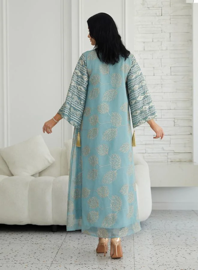 Take Two  Women Textured Embellished Tasselled Sleeve Jalabiya for Women | Best Price UAE