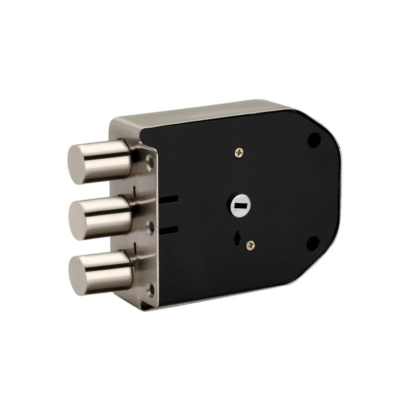 Kunal TriBolt 2Turn Main Door Lock | Interlock | Dead Lock | 3 Brass Ultra Keys SS Finish Iron Material (Pack of-1) - Image 3