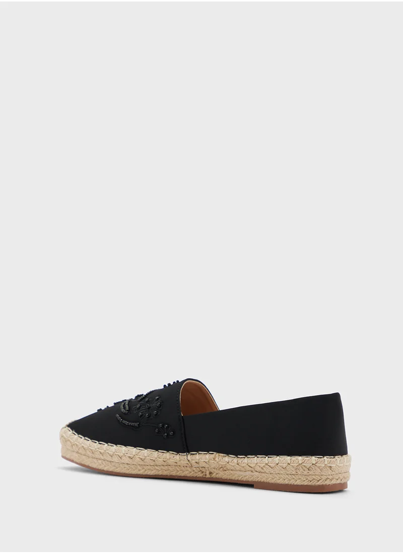 ايلا Pearl Floral Embroidered Espadrille