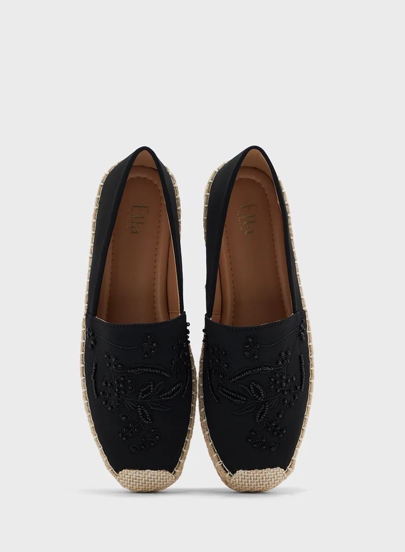 ELLA Pearl Floral Embroidered Espadrille