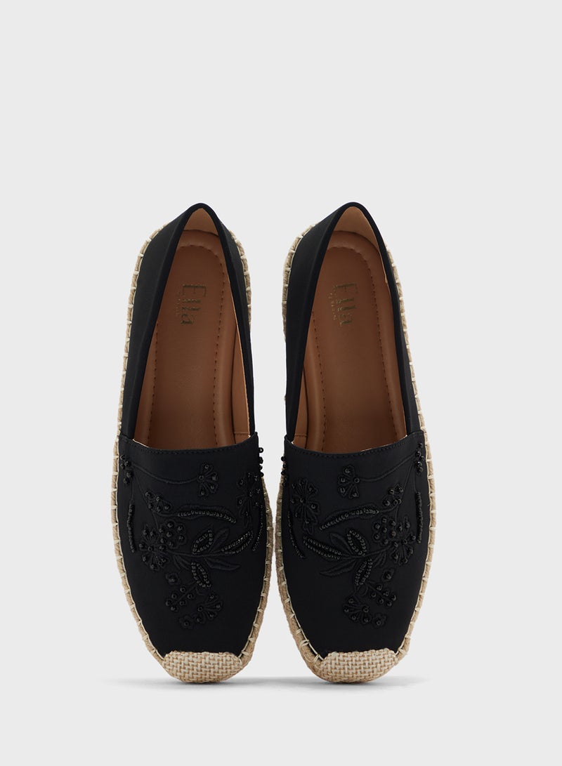 ELLA Pearl Floral Embroidered Espadrille - Image 4
