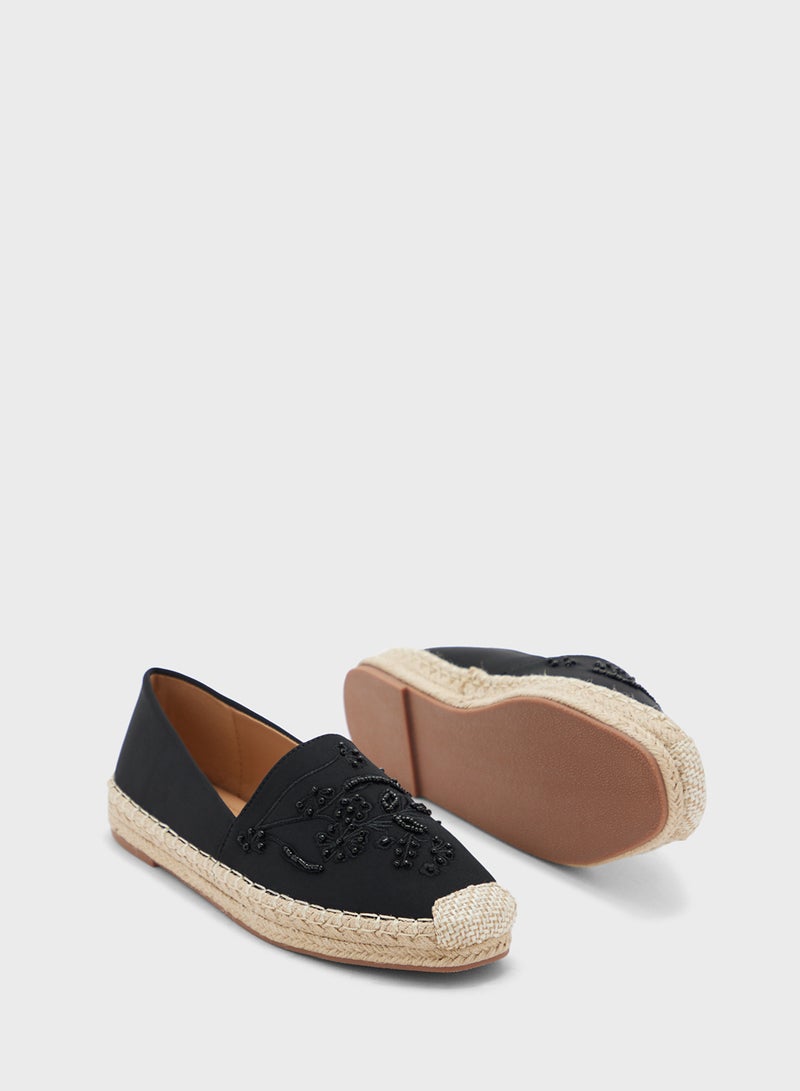 ELLA Pearl Floral Embroidered Espadrille - Image 3