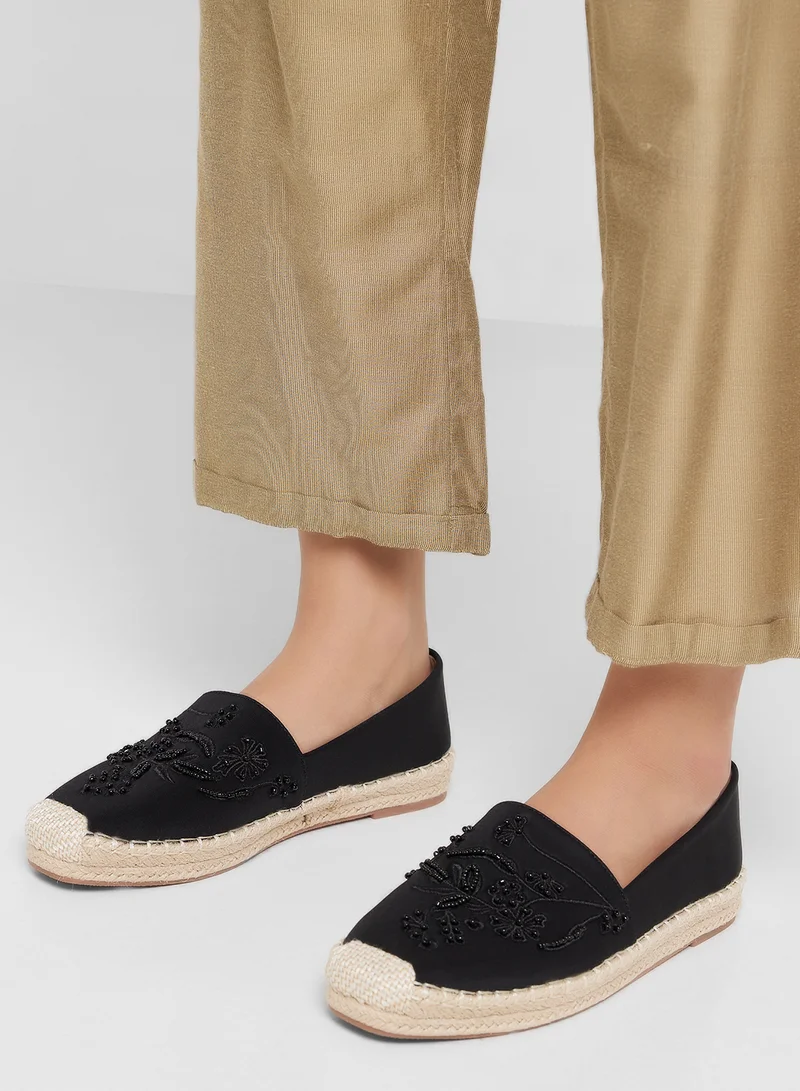 ELLA Pearl Floral Embroidered Espadrille